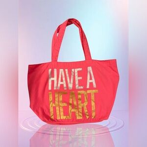 🌺Victoria's Secret PINK Have A Heart & White VS PINK Heart Logo Tote/Beach Bag